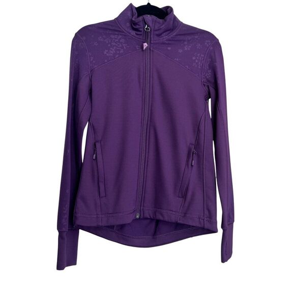 Ivivva by Lululemon Girls Plum Purple Full Zip Jacket with Floral Shimmer Size 7 - Picture 8 of 8